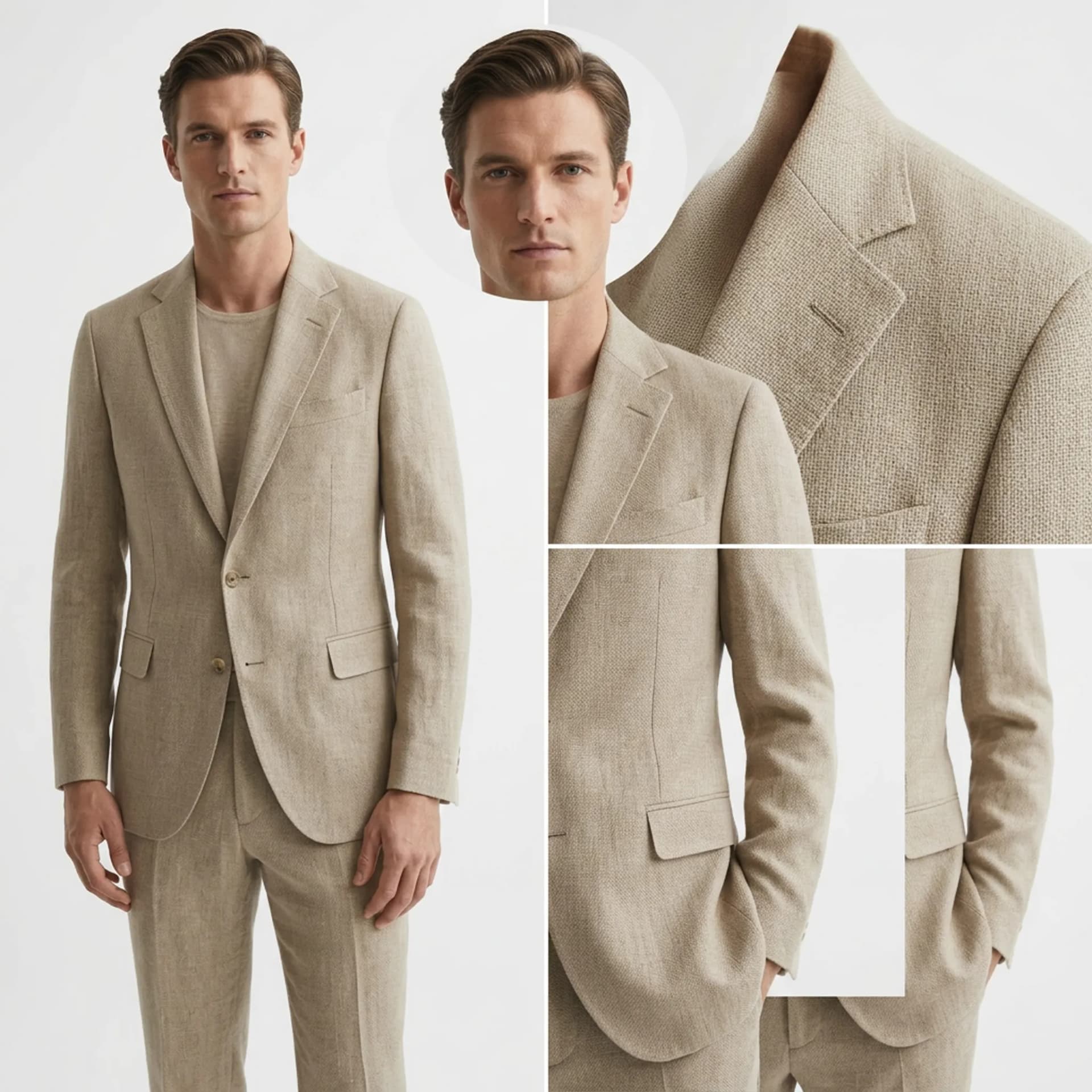 Piccadilly Stone Linen-Wool Blazer 2