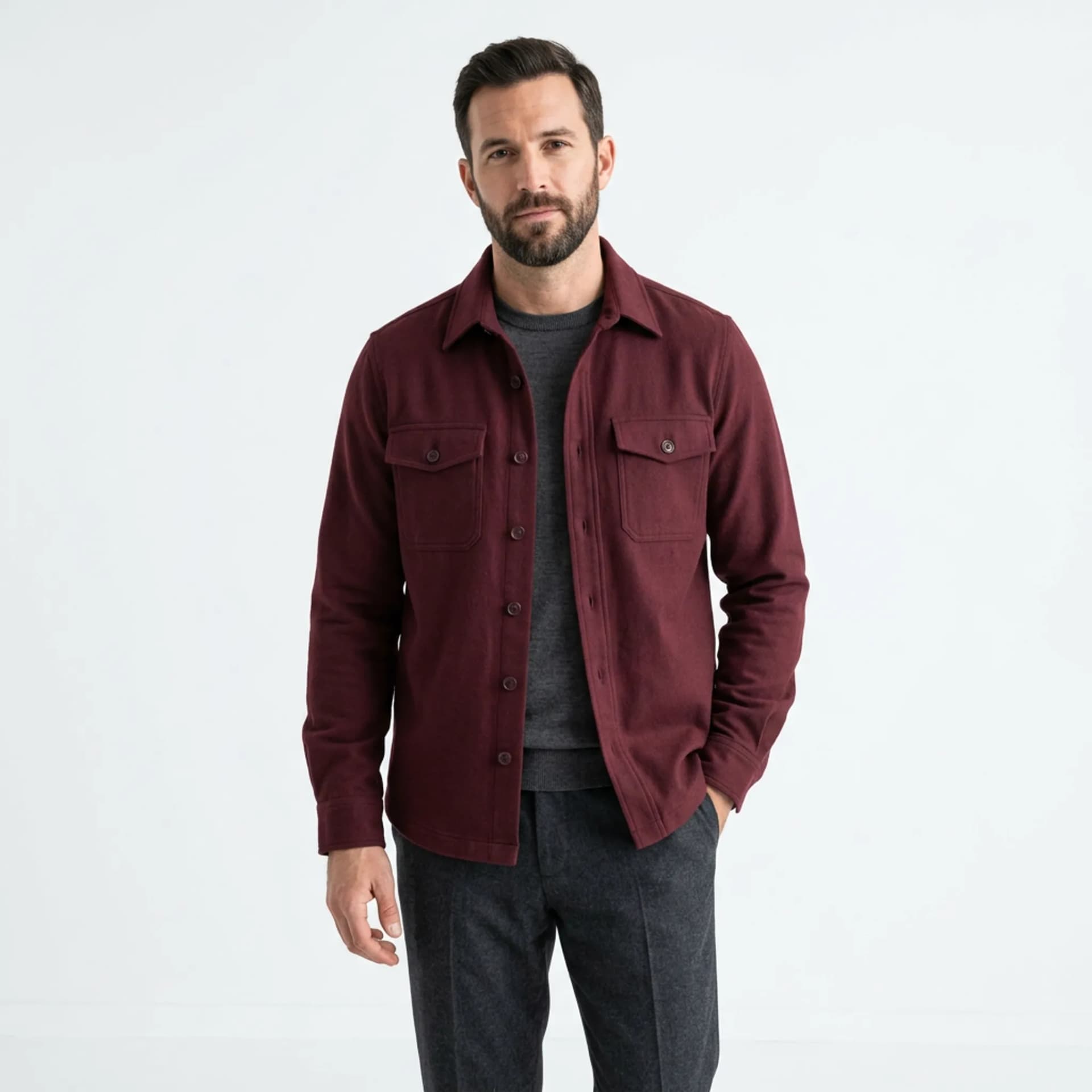 Soho Burgundy Overshirt Jacket 2