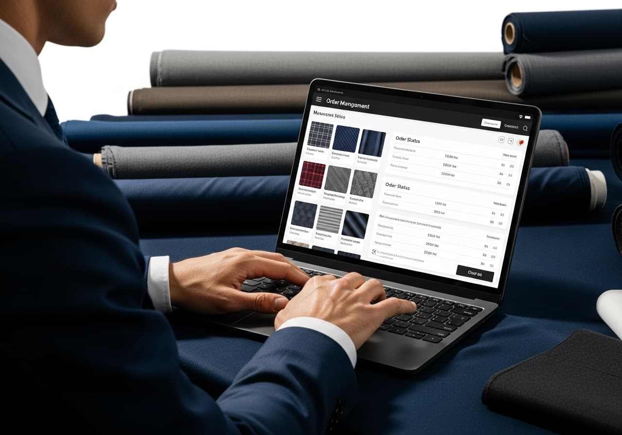 The TerzyApp partner dashboard, showing the fabric catalogue and pricing tools